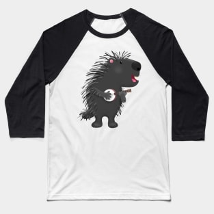 Cute funny porcupine playing banjo cartoon Baseball T-Shirt